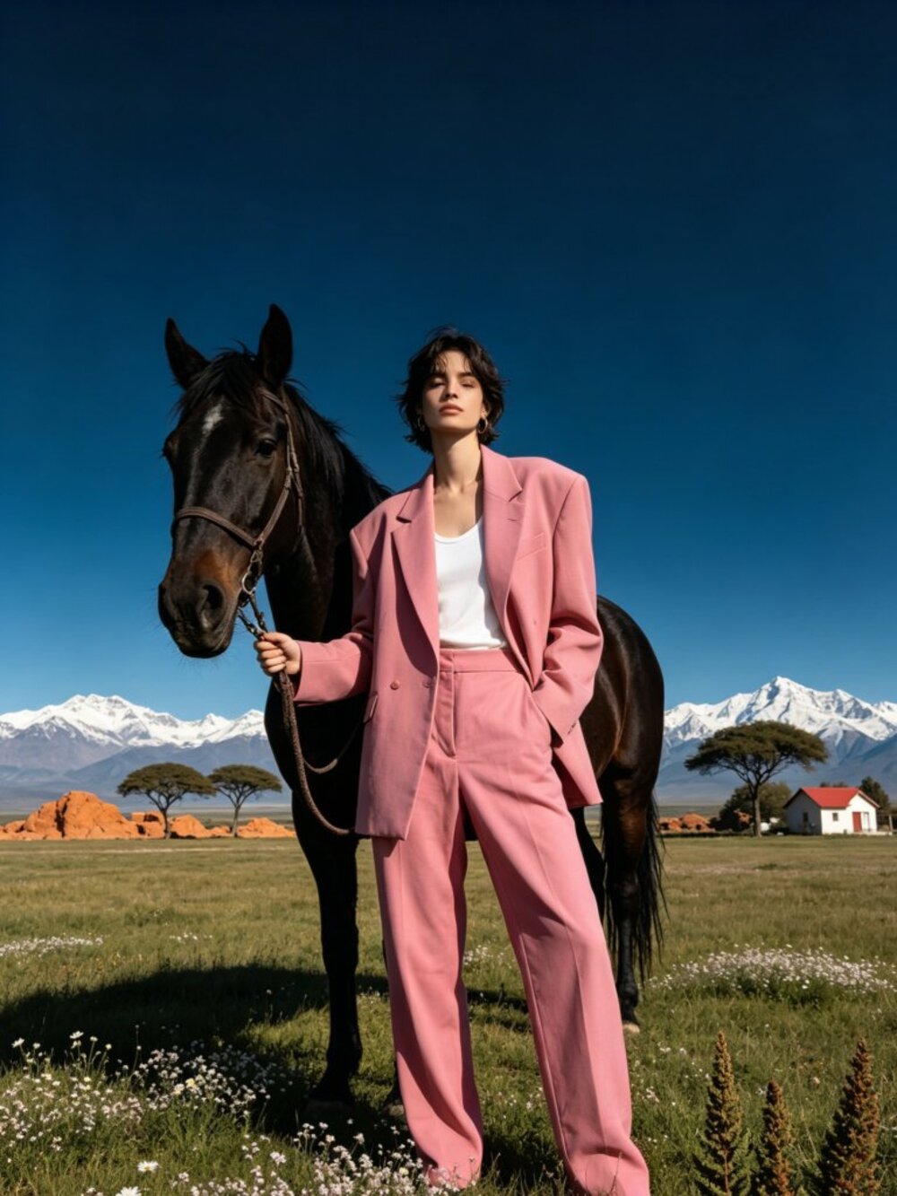 Dusty Rose Pink High-Waisted Ankle Trousers | Tailored Slim Fit Dress Pants